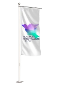 Flagpole windtracker with advertising flag