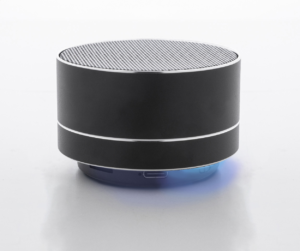 Juhtmevaba kõlar alumiiniumkorpusega ja LED-valgustusega